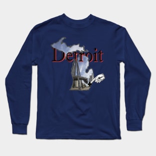 Michigan Map with Famous Fist Long Sleeve T-Shirt